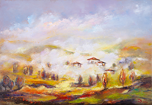 Die K&uuml;nstlerin Tosca Zaprianova, Nach dem Regen, 50/35 cm., Oil, Preis: EUR 175